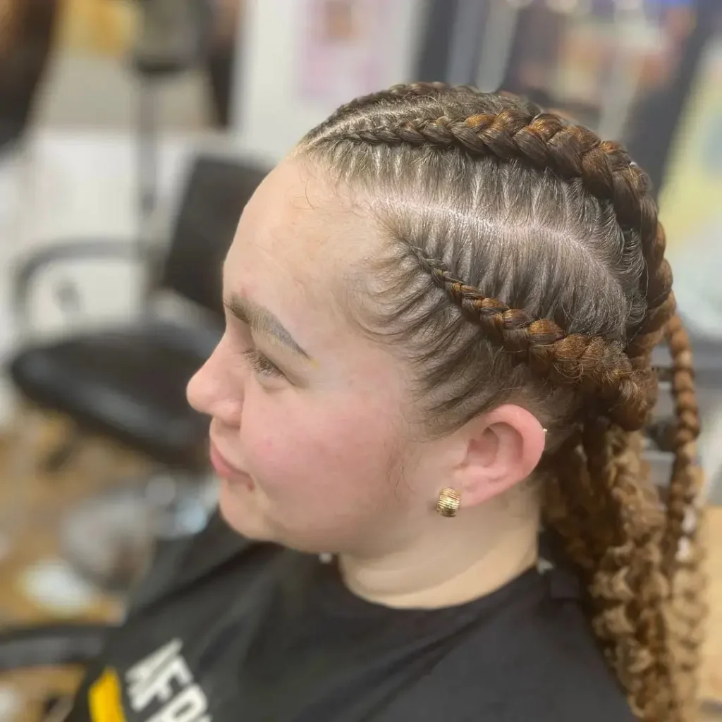 Braids styling at Afro Hair Trends, Stratford London