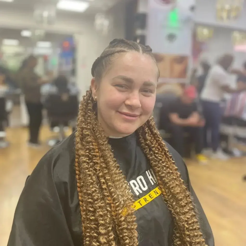 Braids styling at Afro Hair Trends, Stratford London
