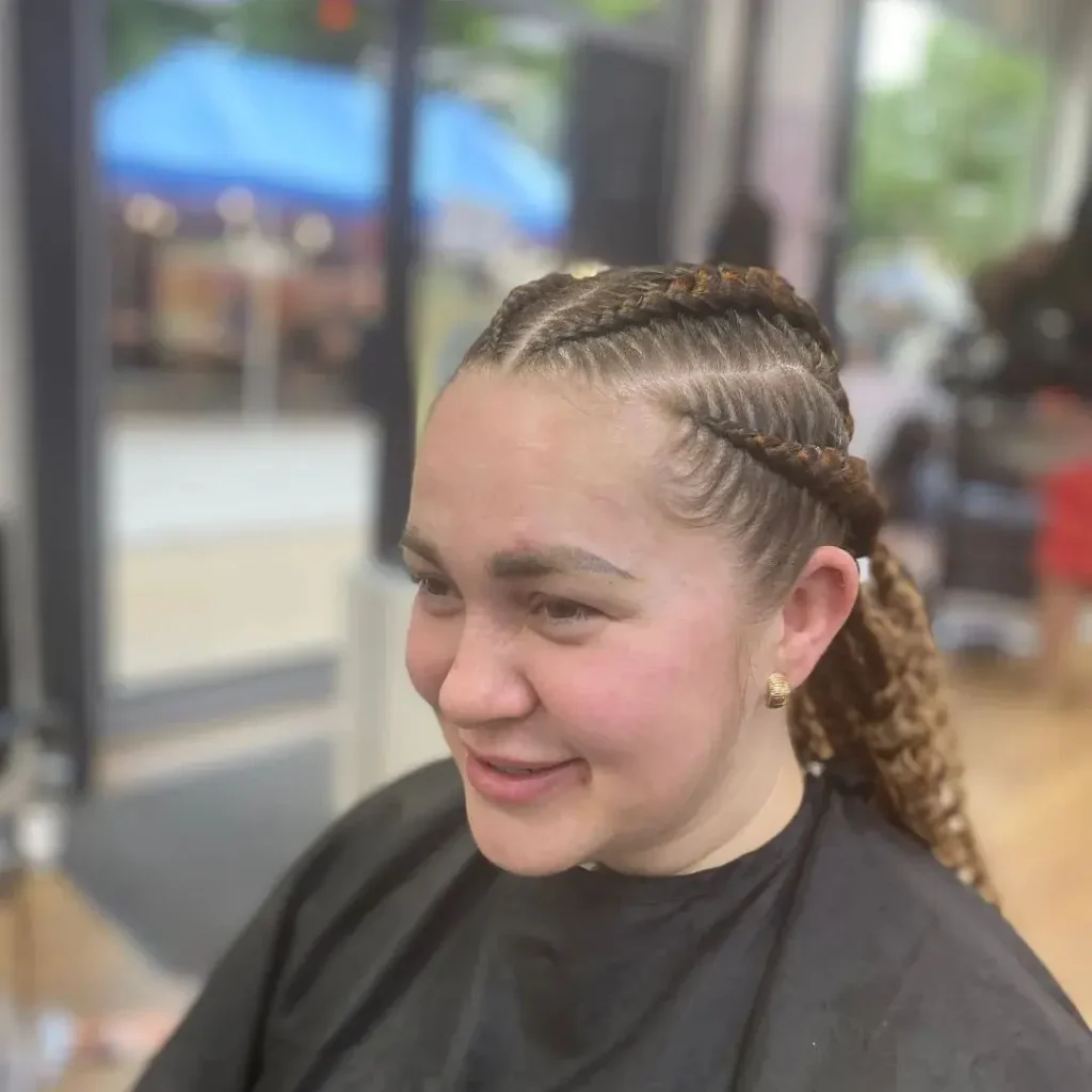 Braids styling at Afro Hair Trends, Stratford London